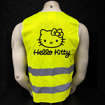 Gilet jaune Hello Kitty haute visibilité – Motif noir devant et dos