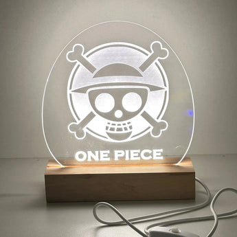 Lampe personnalisée One Piece Gravure Symbole Socle bois