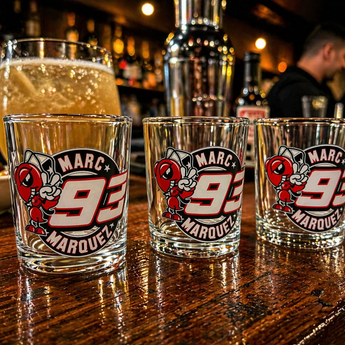 Verres Marc Márquez (Lot de 3) – Design MotoGP Verres Personnalisés Style Racing