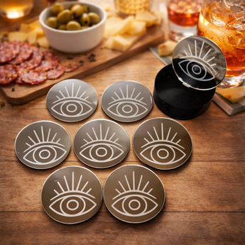 Dessous de Verre Miroir Chakra 3ᵉ Œil – Lot de 8 Sous-Bock Spirituel Ajna