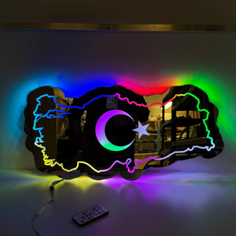 Fond de cabine carte TURQUIE – Plaque miroir lumineuse personnalisée