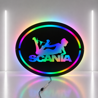 Fond de Cabine Pin Up Scania Lumineux RGBW –Ambiance Musicale Chauffeur Routier