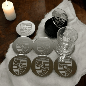 Dessous de Verre PORSCHE  Logo Sport Auto  Accessoire Garage  Idée Cadeau