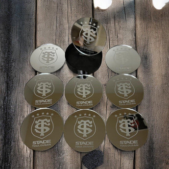 Dessous de Verre STADE TOULOUSAIN – Logo Gravé – Cadeau Rugby – Supporter Toulouse