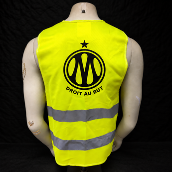 Gilet jaune OM haute visibilité – Logo noir devant et dos