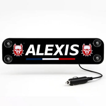 Plaque lumineuse camion prénom personnalisée + logos – Enseigne pare-brise LED