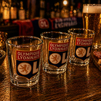 Verres Olympique Lyonnais (Lot de 3) – Style Supporter Lyon Verres Personnalisés Football
