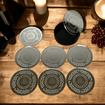 dessous de Verre VIKINGS – Logo Gravé – Style Nordique – Cadeau Guerrier Viking