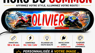 Plaque lumineuse camion personnalisée Hors du Commun – Stick Olivier, fabrication française