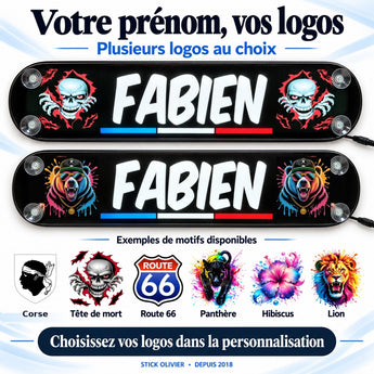 Plaque camion personnalisée prénom et logos au choix – Stick Olivier